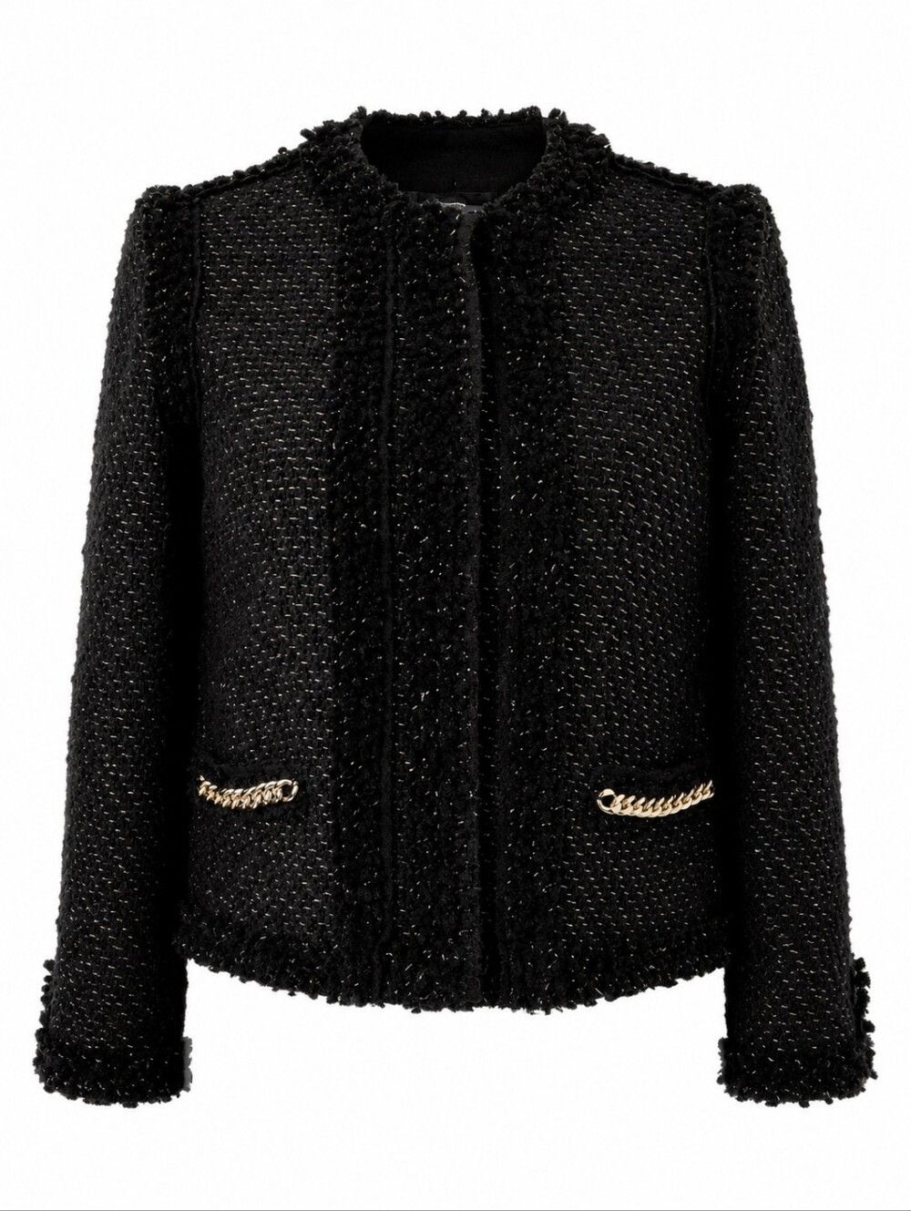 Pink Tartan Black Metallic Tweed/Bouclé Blazer